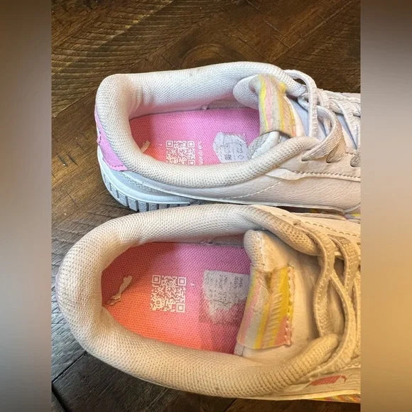 Puma Kids White Sneakers with Pink and Yellow Accents - Picture 3 of 6